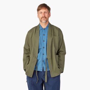 Universal Works Kyoto Work Jacket in Light Olive Twill